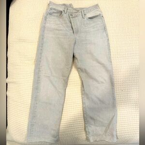 Agolde criss cross straight leg jeans, light grey, size 27